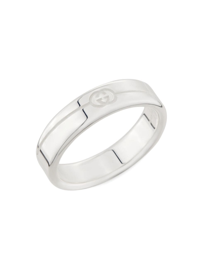 Shop Gucci Men's  Tag Ring In Silver