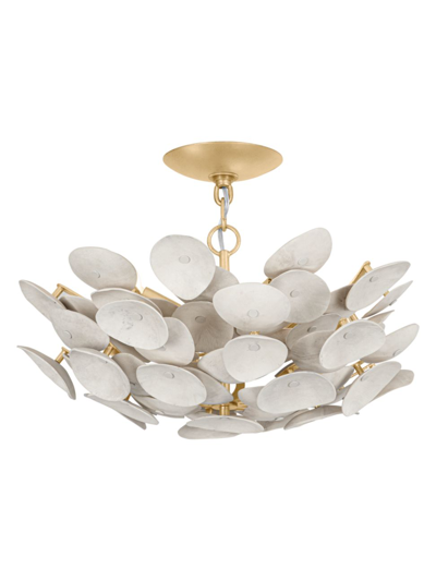 Shop Corbett Lighting Aimi 3-light Semi-flush Mount In Vintage Gold Leaf Coco Shell