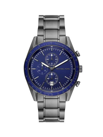 Shop Michael Kors Men's Accelerator Gunmetal-tone Stainless Steel Chronograph Watch/42mm In Grey