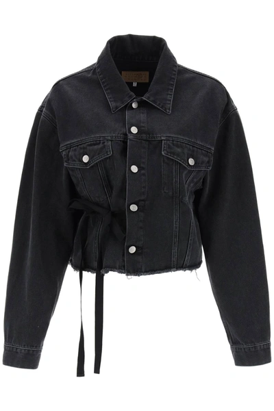 Shop Mm6 Maison Margiela Denim Jacket In Black