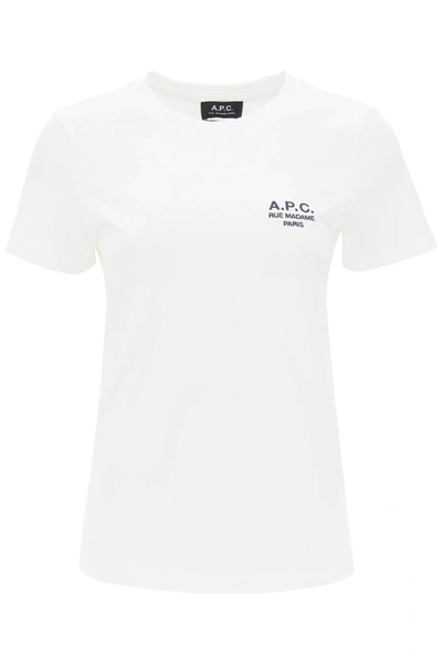 Shop Apc Denise T Shirt With Logo Embroidery In White