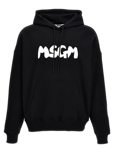 Shop Msgm Logo Brush Sweatshirt In Black