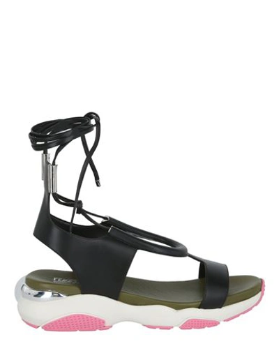Shop Ferragamo Lace-up Flat Sandals Woman Sandals Black Size 6.5 Calfskin