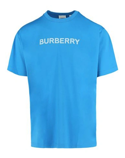 Shop Burberry Logo Print T-shirt Man T-shirt Blue Size Xl Cotton