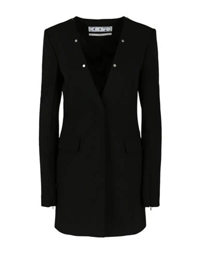 Shop Off-white Light Wool Snap Blazer Dress Woman Mini Dress Black Size 4 Polyester, Virgin Wool, Elastan