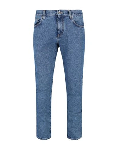 Shop Off-white Diag Pkt Skinny Jeans Man Jeans Blue Size 32 Cotton