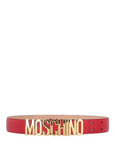 Shop Moschino Leather Logo Belt Woman Belt Red Size 36 Tanned Leather