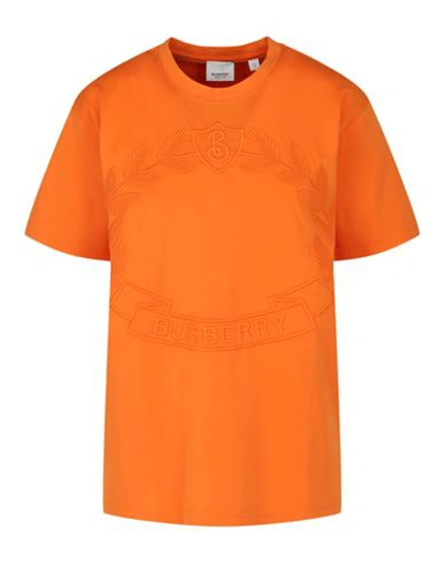 Shop Burberry Oak Leaf Crest-embroidered T-shirt Woman T-shirt Orange Size Xl Cotton