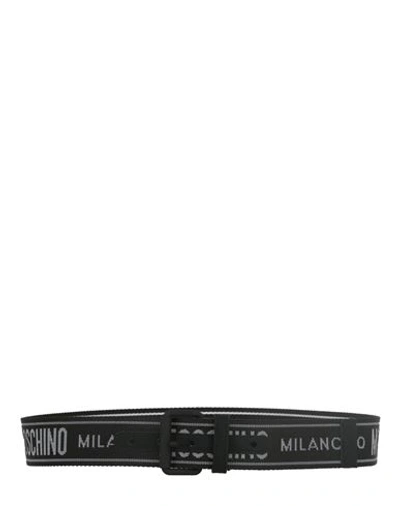 Shop Moschino Logo Tape Belt Man Belt Black Size 39.5 Polyester