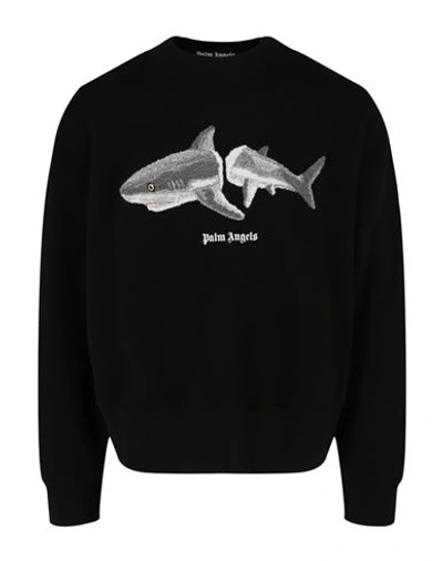 Shop Palm Angels Broken-shark Crewneck Sweatshirt Man Sweatshirt Black Size Xxl Cotton