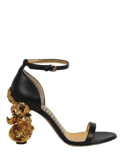 Shop Moschino Sculpted Baroque Heel Sandals Woman Sandals Black Size 8 Calfskin