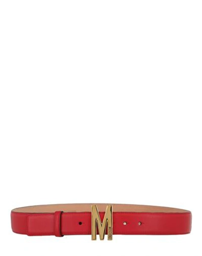 Shop Moschino M Logo-plaque Belt Woman Belt Red Size 34 Leather