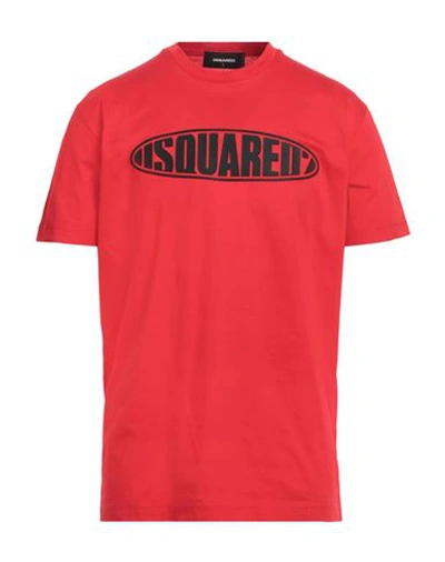 Shop Dsquared2 Man T-shirt Red Size L Cotton