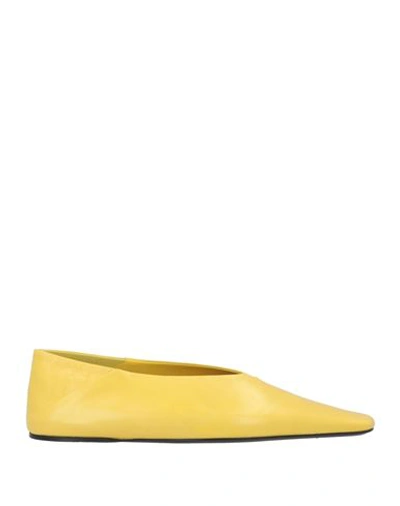 Shop Jil Sander Woman Ballet Flats Yellow Size 8 Soft Leather