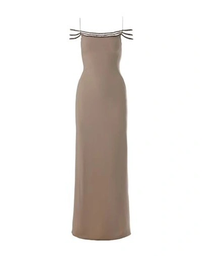 Shop Stella Mccartney Ayla Embellished Crépe Dress Woman Maxi Dress Brown Size 6-8 Viscose, Acetate, Elas