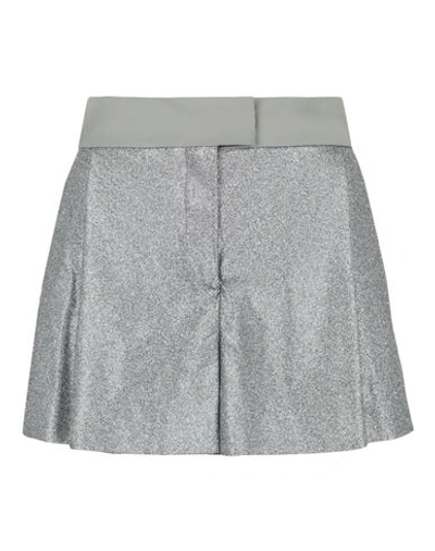 Shop Off-white Holiday Glitter Tuxedo Shorts Woman Shorts & Bermuda Shorts Silver Size 8 Polyester, Virgi