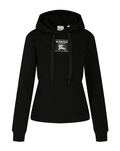 Shop Burberry Edk Applique Hoodie Sweatshirt Woman Sweatshirt Black Size S Cotton