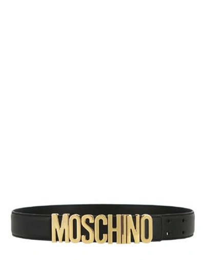 Shop Moschino Logo Lettering Leather Belt Woman Belt Black Size 38 Leather