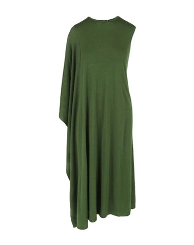 Shop Ferragamo One Shoulder Midi Dress Woman Midi Dress Green Size L Cashmere, Silk