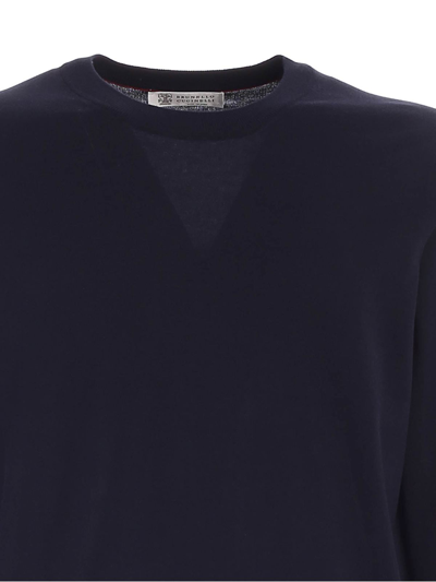 Shop Brunello Cucinelli Cotton Sweater In Blue In Azul