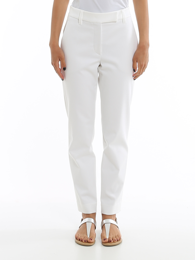 Brunello Cucinelli Stretch-cotton Twill Tailored Trousers In White