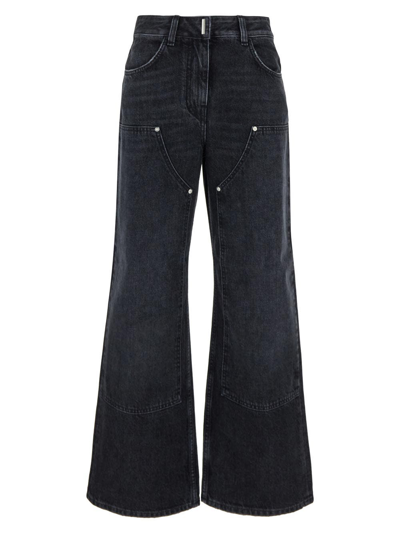 Shop Givenchy Wide Leg Jeans In Black
