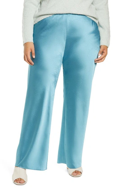 Shop Vince Satin Bias Cut Pants In Deep Lagoon