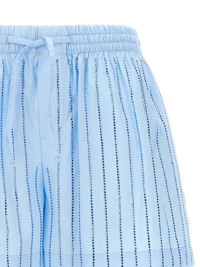 Shop Giuseppe Di Morabito Short Stripes Of Rhinestones Bermuda, Short Light Blue