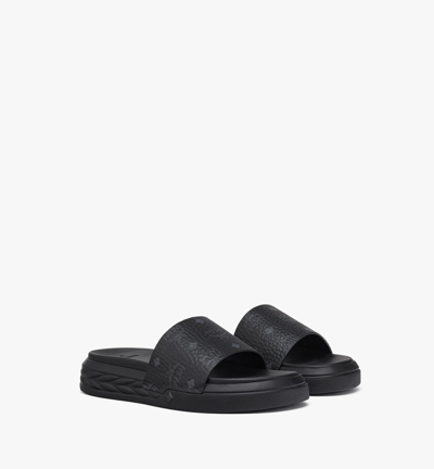 Mcm Visetos Slide Sandals In Black
