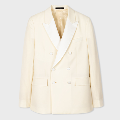 Shop Paul Smith Ecru Wool-mohair Double-breasted Evening Blazer White In Whites