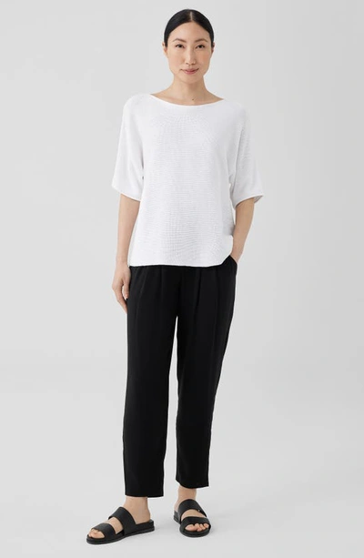 Shop Eileen Fisher Elbow Sleeve Organic Cotton Sweater In White