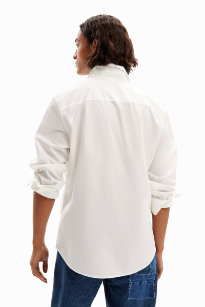 Shop Desigual Ikat Patchwork Shirt In White