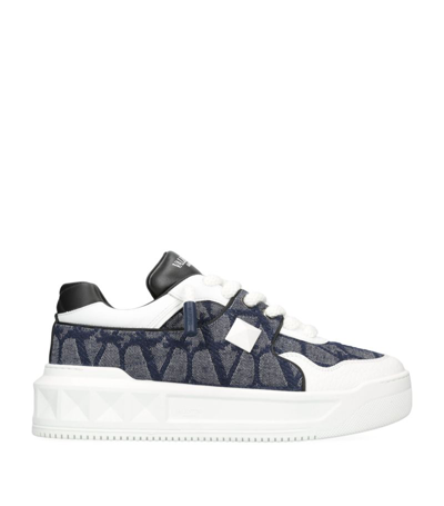 Shop Valentino Toile Iconographe One Stud Xl Sneakers In Blue