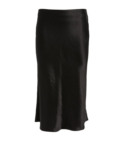 Shop Vince Satin Midi Skirt In Black