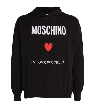 Shop Moschino Cotton Logo Hoodie In Black