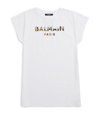 Shop Balmain Logo T-shirt Dress (4-14 Years) In White
