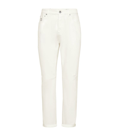 Shop Brunello Cucinelli Dyed Straight Jeans In White