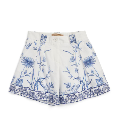 Shop Elie Saab Junior Cotton Embroidered Shorts (4-16 Years) In Neutral
