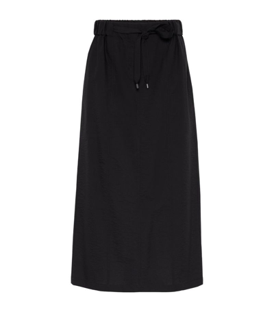 Shop Brunello Cucinelli Cotton Poplin Drawstring Skirt In Black