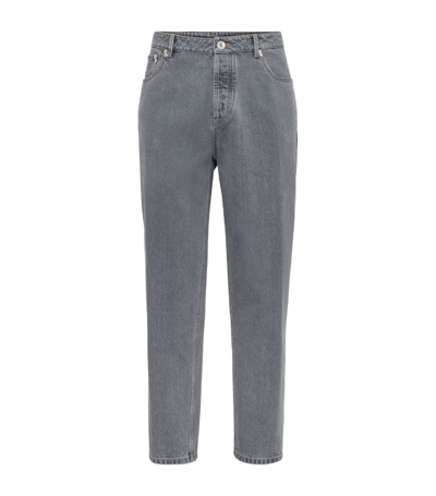 Shop Brunello Cucinelli 5-pocket Straight Jeans In Grey