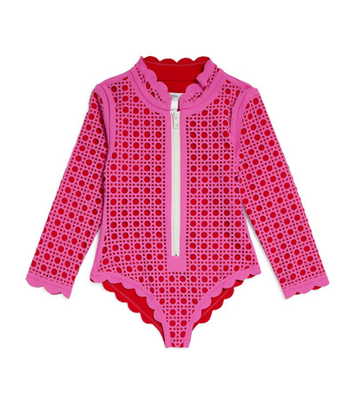 Shop Marysia North Sea Long-sleeve Swimsuit (2-12 Years) In Pink