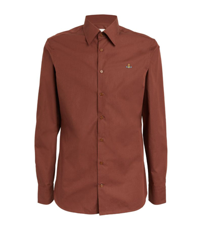 Shop Vivienne Westwood Long-sleeved Orb Shirt In Brown