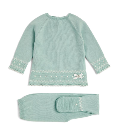 Shop Paz Rodriguez Knitted Sweater And Leggings Set (0-12 Months) In Green