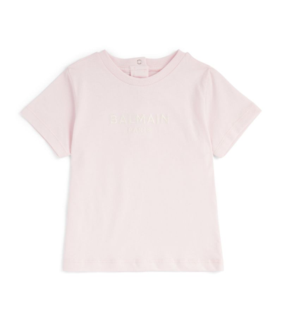 Shop Balmain Kids Cotton Logo T-shirt (6-36 Months) In Pink