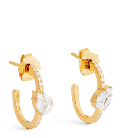 Shop Nadine Aysoy Yellow Gold And Diamond Catena Illusion Hoop Earrings