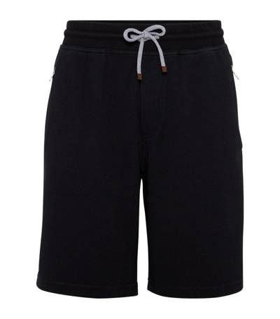 Shop Brunello Cucinelli French Terry Bermuda Shorts In Black