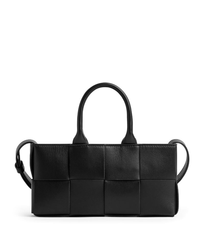 Shop Bottega Veneta Mini Leather East-west Arco Top-handle Bag In Gold