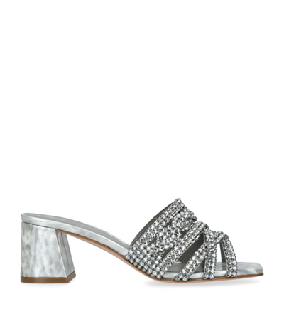 Shop Gina Iona Heeled Mules 50 In Silver