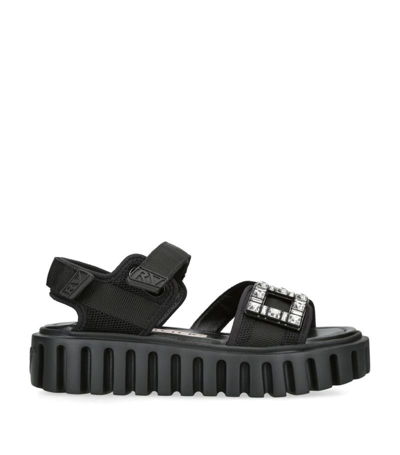 Shop Roger Vivier Viv' Go-thick Trekky Sandals 35 In Black