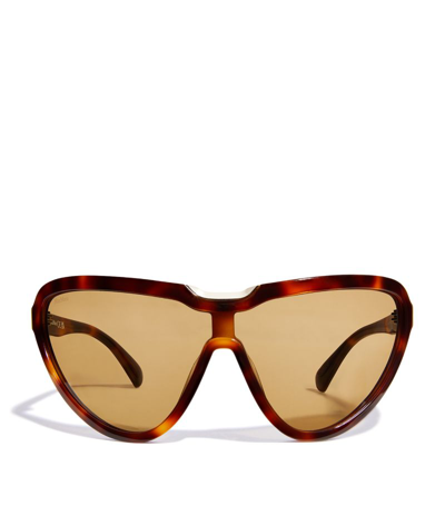 Shop Max Mara Wrap-around Sunglasses In Beige